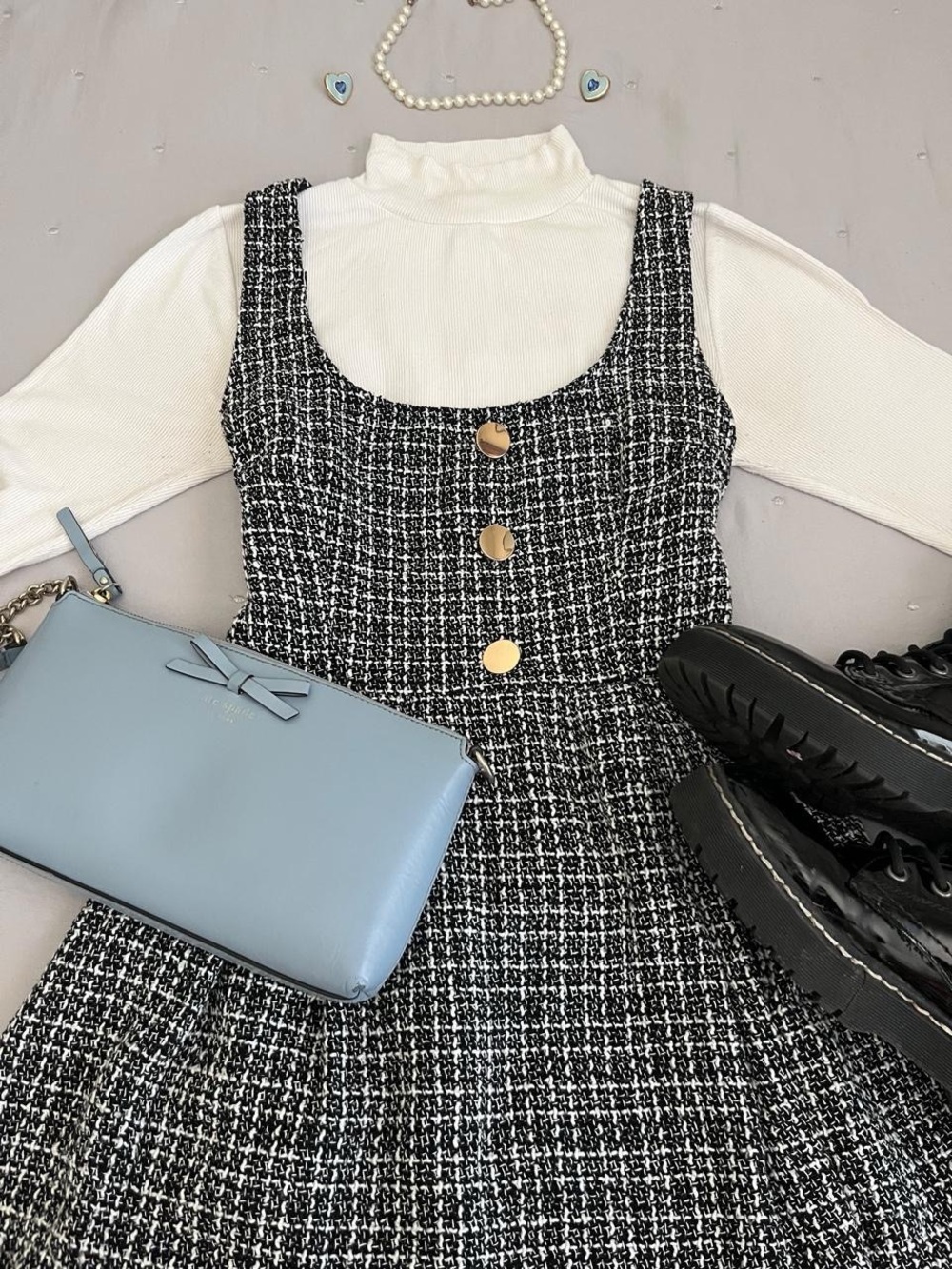Preppy Tweed Dress 🩶